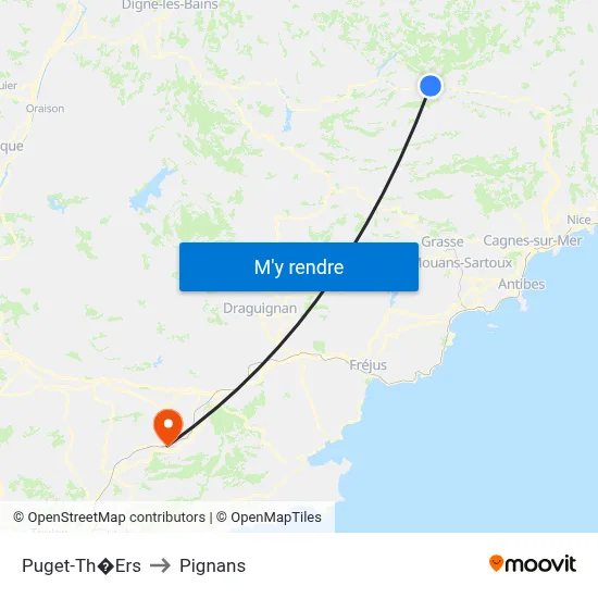 Puget-Th�Ers to Pignans map