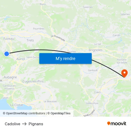 Cadolive to Pignans map