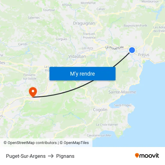 Puget-Sur-Argens to Pignans map