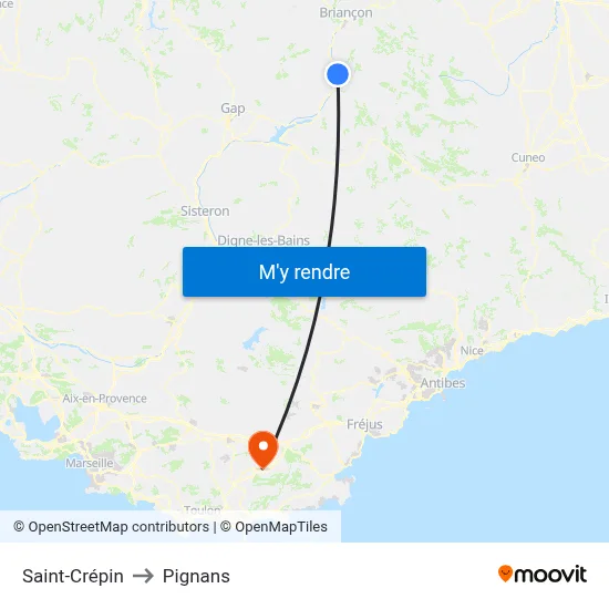 Saint-Crépin to Pignans map