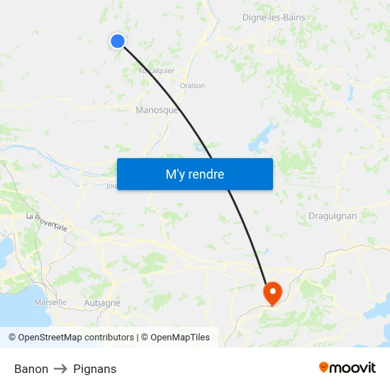 Banon to Pignans map