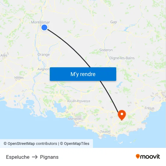 Espeluche to Pignans map