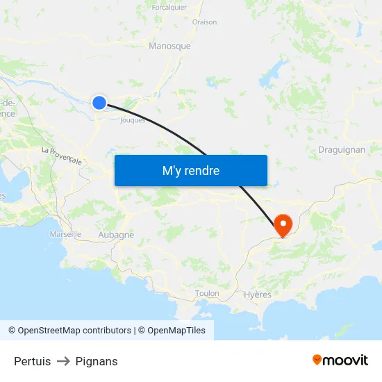 Pertuis to Pignans map