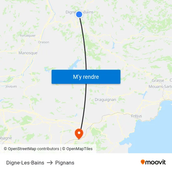 Digne-Les-Bains to Pignans map
