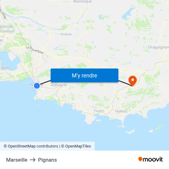 Marseille to Pignans map