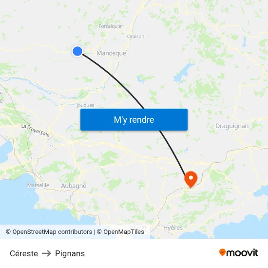 Céreste to Pignans map