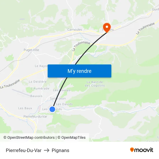 Pierrefeu-Du-Var to Pignans map