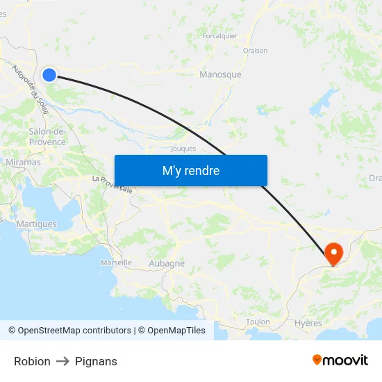 Robion to Pignans map