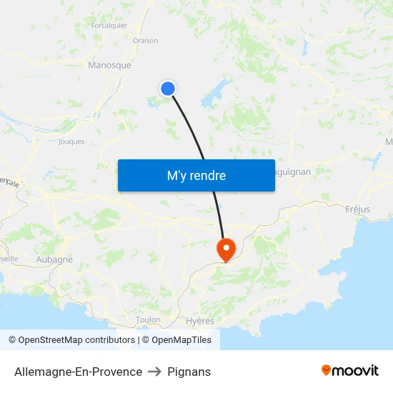 Allemagne-En-Provence to Pignans map
