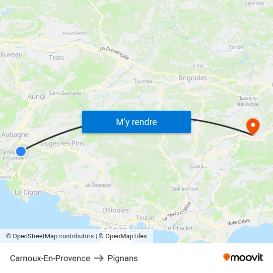 Carnoux-En-Provence to Pignans map
