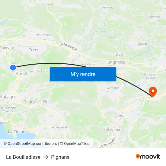 La Bouilladisse to Pignans map