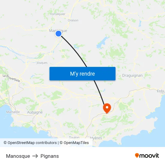 Manosque to Pignans map