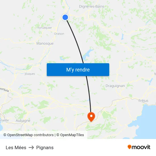 Les Mées to Pignans map
