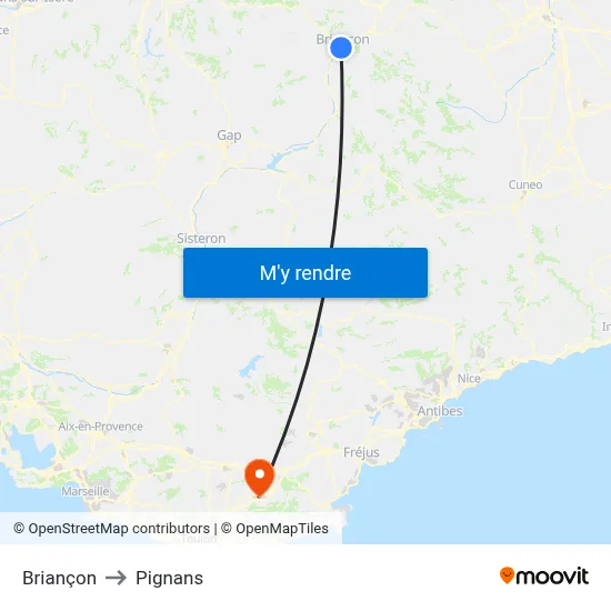 Briançon to Pignans map