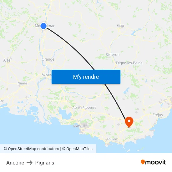 Ancône to Pignans map