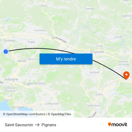 Saint-Savournin to Pignans map