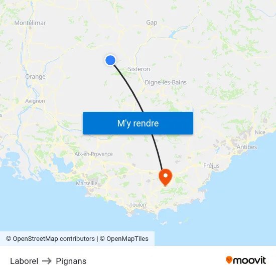 Laborel to Pignans map