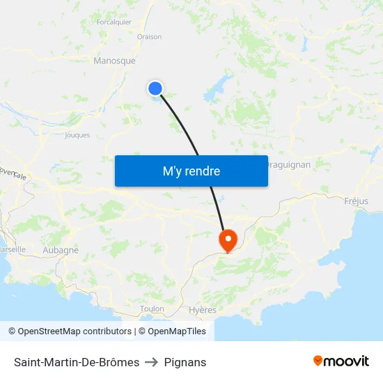 Saint-Martin-De-Brômes to Pignans map