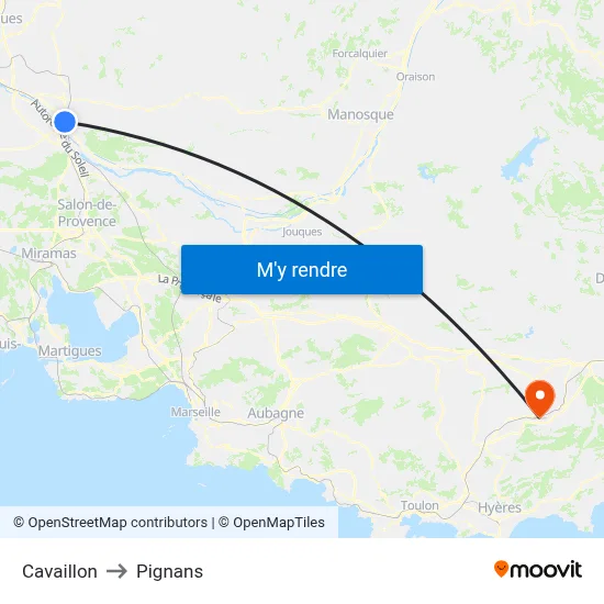 Cavaillon to Pignans map