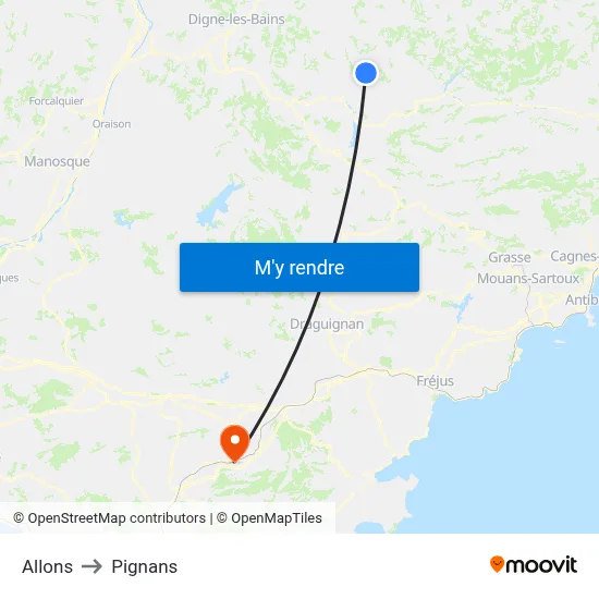 Allons to Pignans map