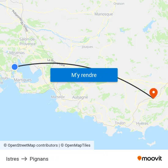 Istres to Pignans map
