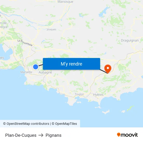 Plan-De-Cuques to Pignans map