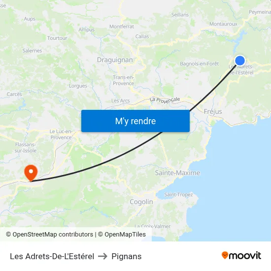 Les Adrets-De-L'Estérel to Pignans map