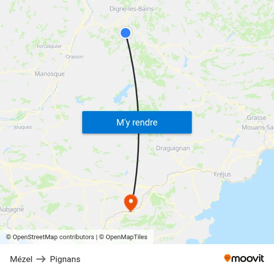 Mézel to Pignans map