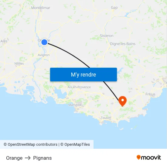 Orange to Pignans map