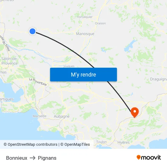 Bonnieux to Pignans map