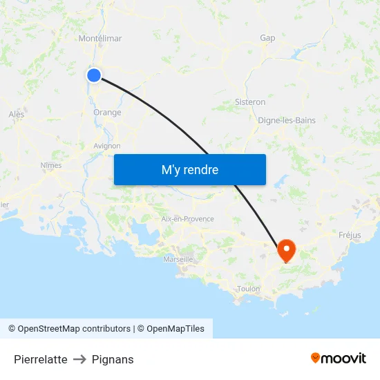 Pierrelatte to Pignans map