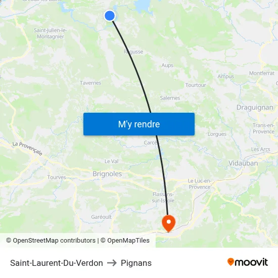 Saint-Laurent-Du-Verdon to Pignans map