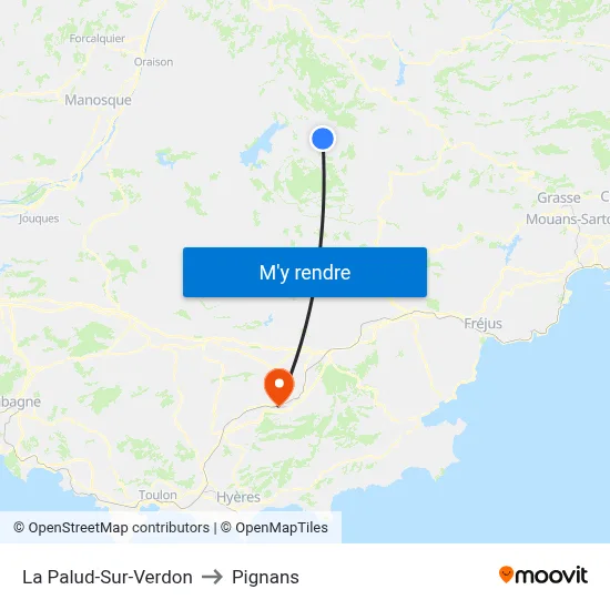 La Palud-Sur-Verdon to Pignans map