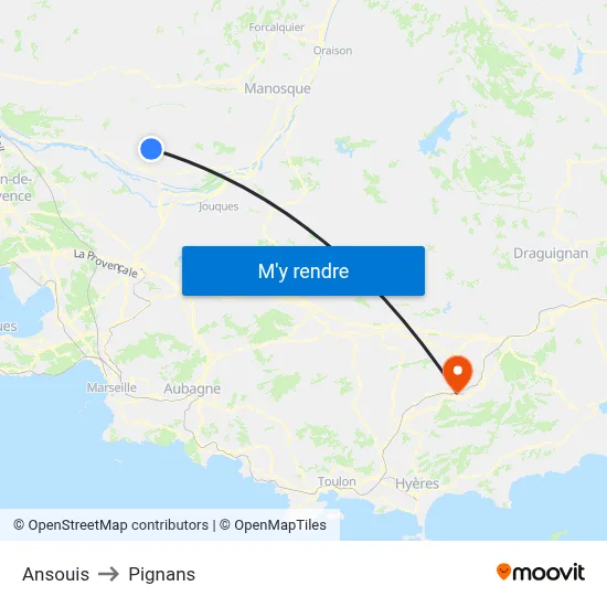 Ansouis to Pignans map