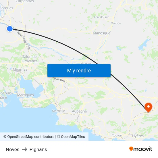 Noves to Pignans map