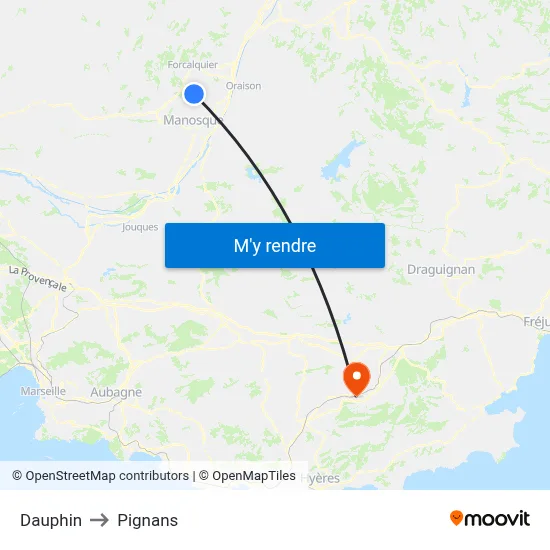 Dauphin to Pignans map
