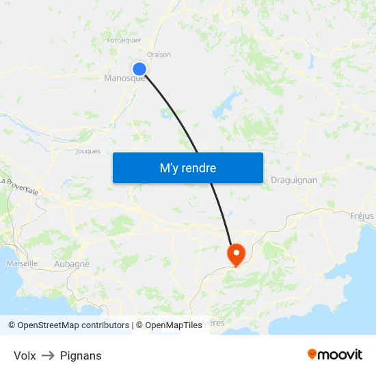 Volx to Pignans map