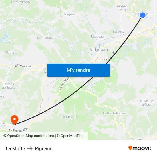 La Motte to Pignans map