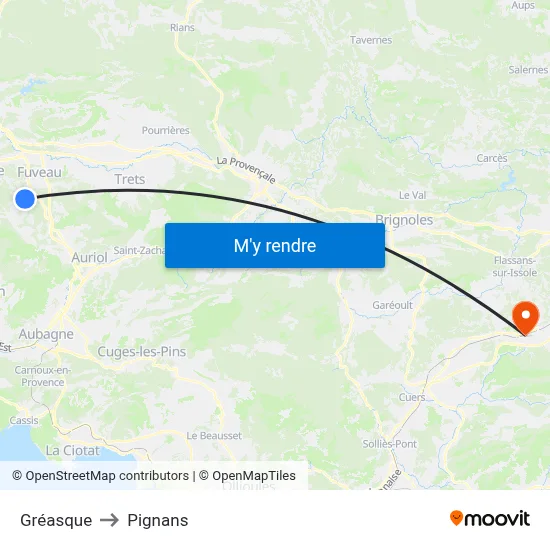 Gréasque to Pignans map