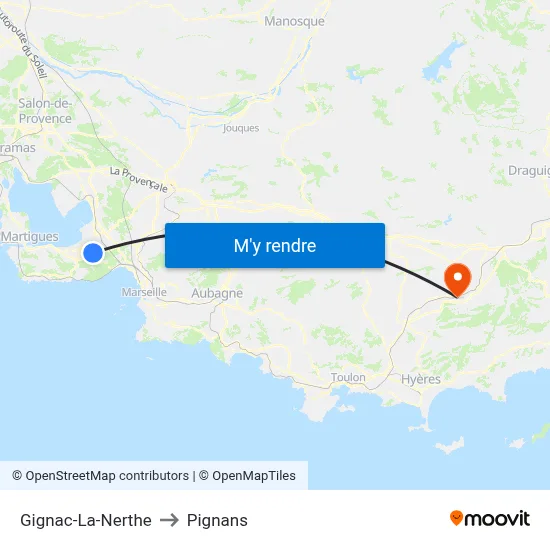 Gignac-La-Nerthe to Pignans map