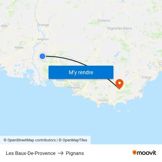 Les Baux-De-Provence to Pignans map