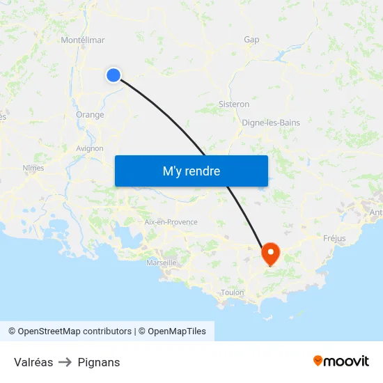 Valréas to Pignans map