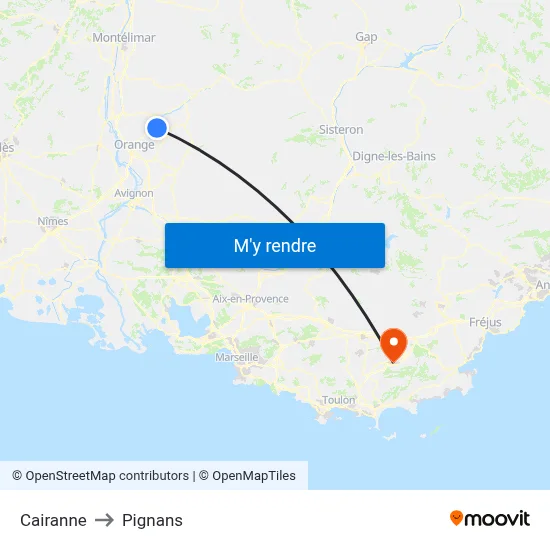 Cairanne to Pignans map