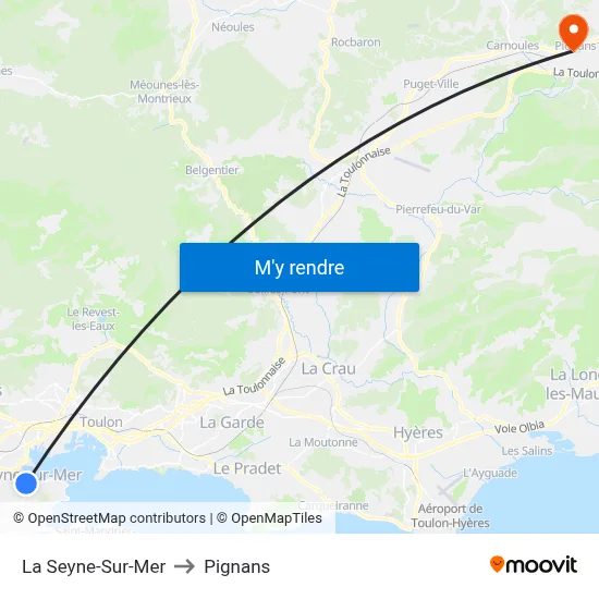 La Seyne-Sur-Mer to Pignans map