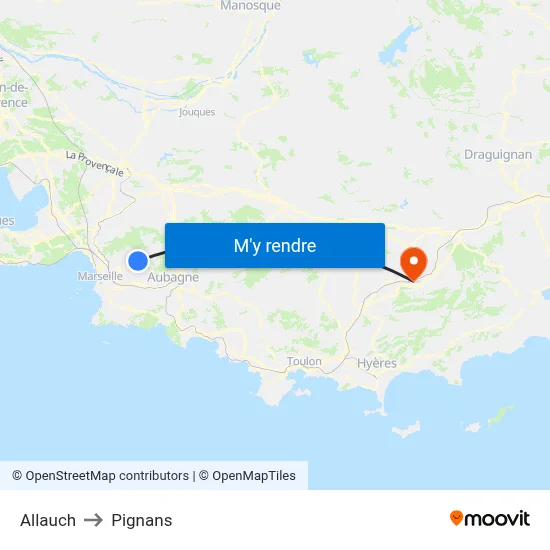 Allauch to Pignans map