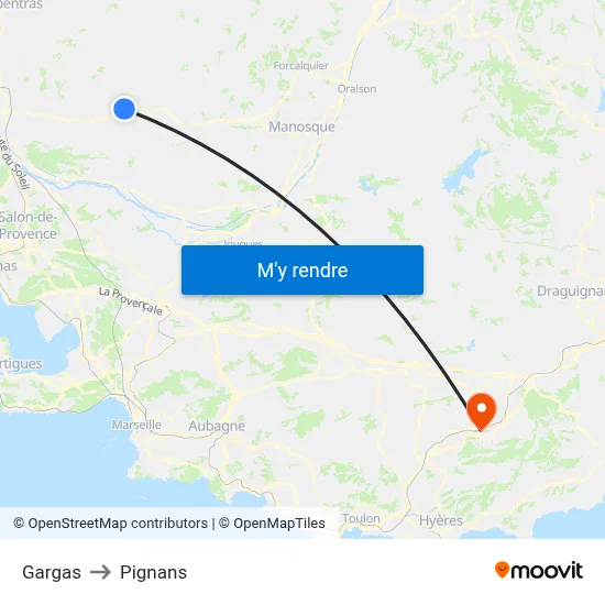 Gargas to Pignans map
