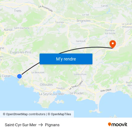 Saint-Cyr-Sur-Mer to Pignans map
