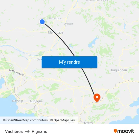 Vachères to Pignans map