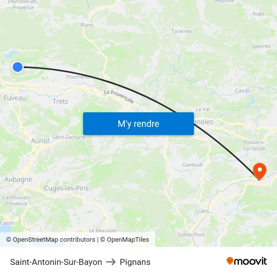 Saint-Antonin-Sur-Bayon to Pignans map