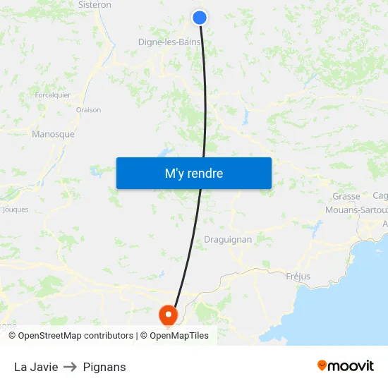 La Javie to Pignans map